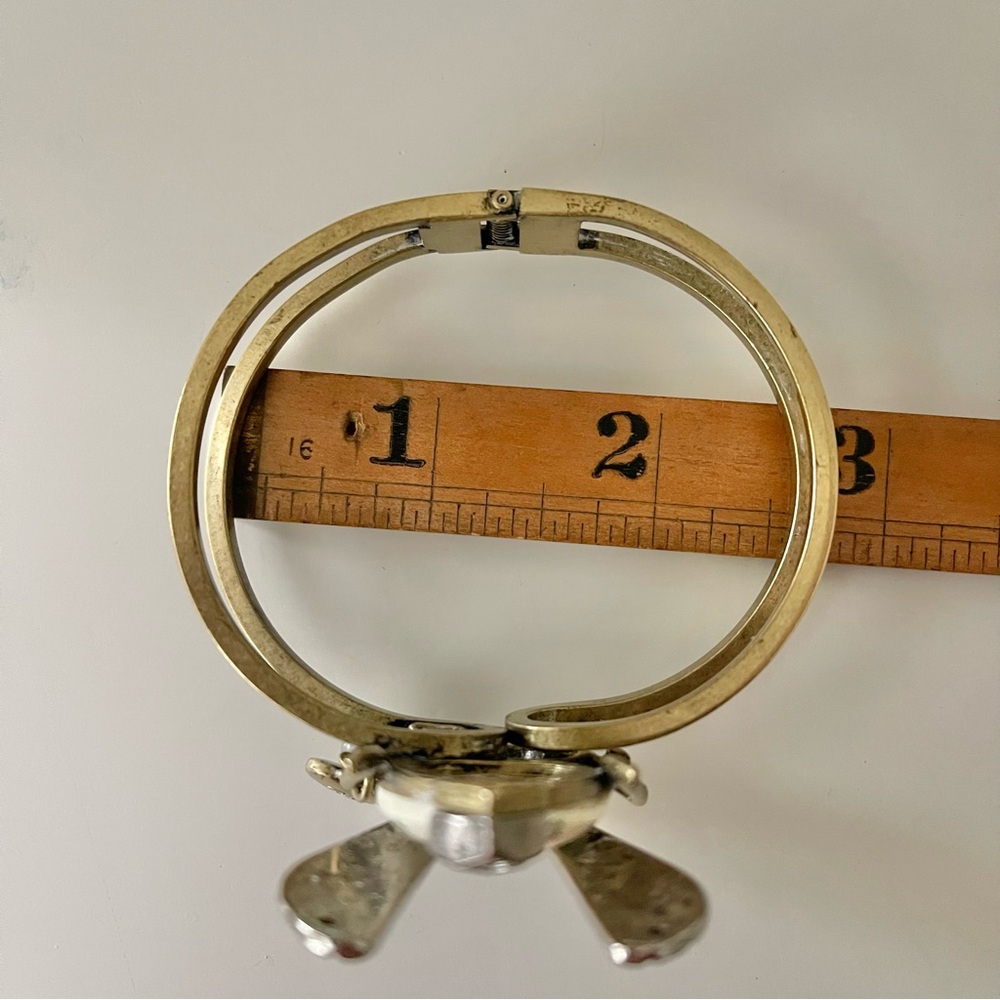 Betsey Johnson Vintage Critters Art Deco Rosebud Bug Fly Hinged Bangle Bracelet - Picture 11 of 12